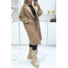 Long manteau over size doublé avec poches en camel - 3