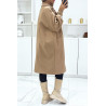 Long manteau over size doublé avec poches en camel - 4