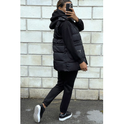 Ensemble 3 pièces doudoune sweat et jogging super épais en noir - 2