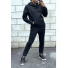 Ensemble 3 pièces doudoune sweat et jogging super épais en noir - 6