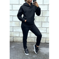 Ensemble 3 pièces doudoune sweat et jogging super épais en noir - 7