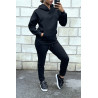 Ensemble 3 pièces doudoune sweat et jogging super épais en noir - 7