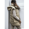 Ensemble 3 pièces doudoune sweat et jogging super épais en taupe - 1