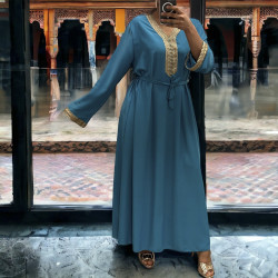 Abaya Qamar vert canard - 2