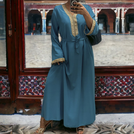 Abaya Qamar vert canard - 3