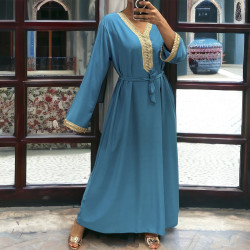 Abaya Qamar vert canard - 4