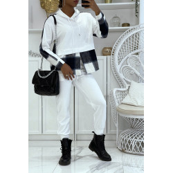 Ensemble de jogging blanc avec pantalon effet push et sweet 2 en 1 sur chemise à carreaux tendance - 2