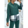 Ensemble de jogging vert canard avec pantalon effet push et sweet 2 en 1 sur chemise à carreaux tendance - 3
