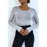 Sous pull gris en col rond et manches longues - 4