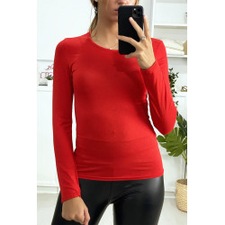 Sous-pull rouge à col rond très tendance. Vêtement femme pas cher. - 2