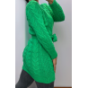 Robe verte en maille torsadée avec ceinture - 2