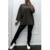 Sweat over size en coton choco  - 1