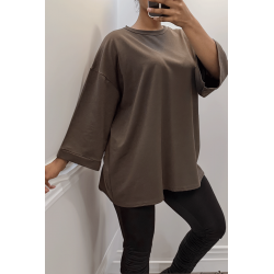 Sweat over size en coton choco  - 2