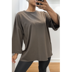 Sweat over size en coton choco  - 3