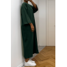 Longue robe over size en coton vert très épais - 1