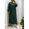 Longue robe over size en coton vert très épais - 4