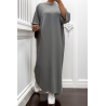 Longue robe over size en coton anthracite très épais - 1