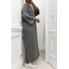 Longue robe over size en coton anthracite très épais - 2