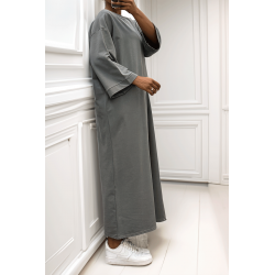 Longue robe over size en coton anthracite très épais - 3