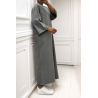 Longue robe over size en coton anthracite très épais - 3