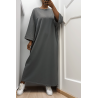 Longue robe over size en coton anthracite très épais - 4