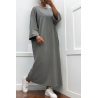 Longue robe over size en coton anthracite très épais - 5