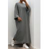 Longue robe over size en coton anthracite très épais - 6