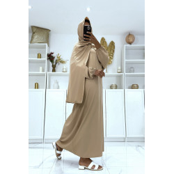 Abaya taupe avec voile intégré pas chère couleur vitaminée - 3