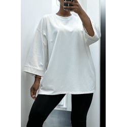 Sweat over size en coton blanc - 1