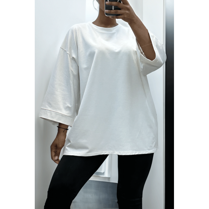 Sweat over size en coton blanc - 1