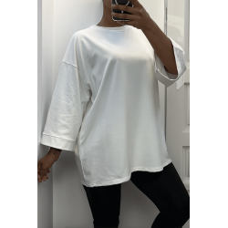 Sweat over size en coton blanc - 3