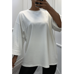 Sweat over size en coton blanc - 4