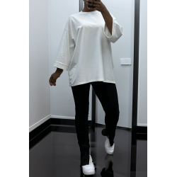 Sweat over size en coton blanc - 5