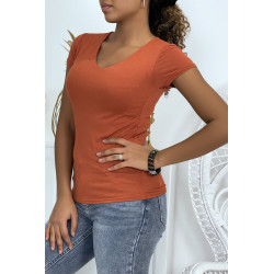 T-shirt cognac manches courtes femme - 2