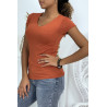 T-shirt cognac manches courtes femme - 2