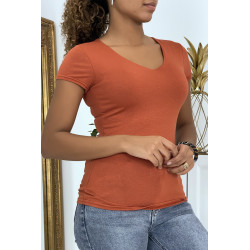 T-shirt cognac manches courtes femme - 3