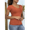 T-shirt cognac manches courtes femme - 3