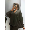 Blouse noire oversize dans une belle matière tombante - 2