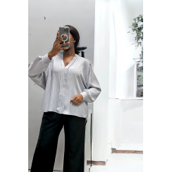 Blouse grise oversize dans une belle matière tombante - 2