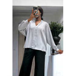 Blouse grise oversize dans une belle matière tombante - 3