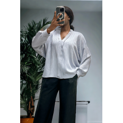 Blouse grise oversize dans une belle matière tombante - 4