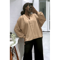 Blouse camel oversize dans une belle matière tombante - 2