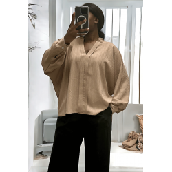 Blouse camel oversize dans une belle matière tombante - 4