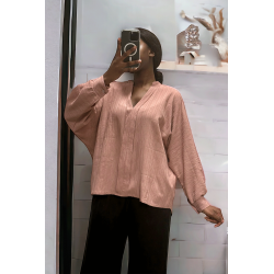 Blouse rose oversize dans une belle matière tombante - 3