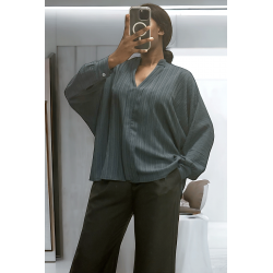 Blouse marine oversize dans une belle matière tombante - 3