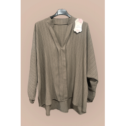 Blouse taupe oversize dans une belle matière tombante - 1