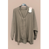 Blouse taupe oversize dans une belle matière tombante - 1