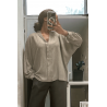 Blouse taupe oversize dans une belle matière tombante - 2