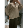 Blouse taupe oversize dans une belle matière tombante - 4