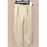 Pantalon palazzo beige avec poches et ceinture - 1